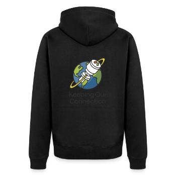 KEEPING OUR CONNECTION - Unisex Premium Organic Zip Hoodie - black - Back - Nico (187cm)