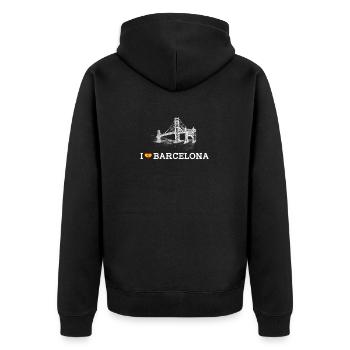 Ich liebe Barcelona Golden Gate Brücke Liebhaber Flagge Wortspiel - Unisex Premium Bio Zip Hoodie - Schwarz - Hinten - Nico (187cm)