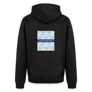 Enjoy the little things with floral patterns - Unisex Premium Organic Zip Hoodie - black - Back - Nico (187cm)