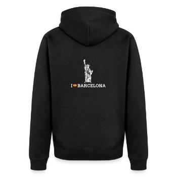 J’aime Barcelone Statue Lover Coeur Drapeau Espagne Jeu de mots - Veste à capuche bio Premium Unisexe - noir - Dos - Nico (187cm)