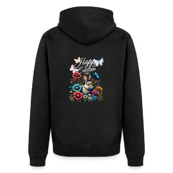 Happy Easter Happy Easter Easter Easter Bunny - Unisex Premium Organic Zip Hoodie - black - Back - Nico (187cm)