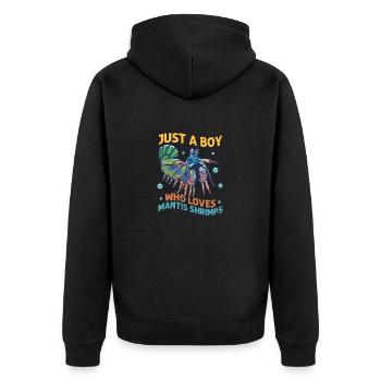 Just A Boy Who Loves Mantis Shrimps Seafood Shrimp - Unisex Premium Bio Zip Hoodie - Schwarz - Hinten - Nico (187cm)