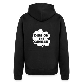 Vintage Dibs On The Ginger Funny Irish Clover - Unisex Premium Organic Zip Hoodie - black - Back - Nico (187cm)