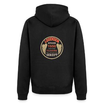 75 Jahre 1950 Geburtstag Jubiläum Jahrgang 1950 - Unisex Premium Bio Zip Hoodie - Schwarz - Hinten - Nico (187cm)