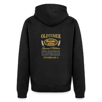Round Birthday 75 Years Vintage 1950's Classic Car - Unisex Premium Organic Zip Hoodie - black - Back - Nico (187cm)
