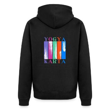 Yogyakarta Indonesia - Unisex Premium Organic Zip Hoodie - black - Back - Nico (187cm)