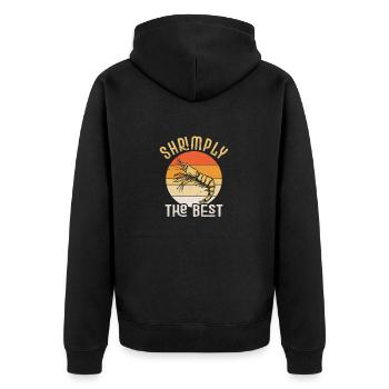 Shrimply The Best Seafood Shrimp Lover - Unisex Premium Bio Zip Hoodie - Schwarz - Hinten - Nico (187cm)