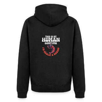 This Is My Human Costume Seafood Shrimp Lover - Unisex Premium Bio Zip Hoodie - Schwarz - Hinten - Nico (187cm)