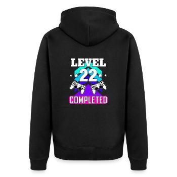 gaming birthday haha like - Unisex Premium Organic Zip Hoodie - black - Back - Nico (187cm)
