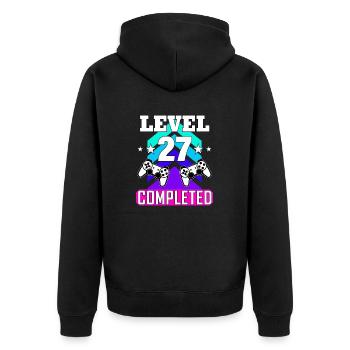 gaming birthday haha like - Unisex Premium Organic Zip Hoodie - black - Back - Nico (187cm)