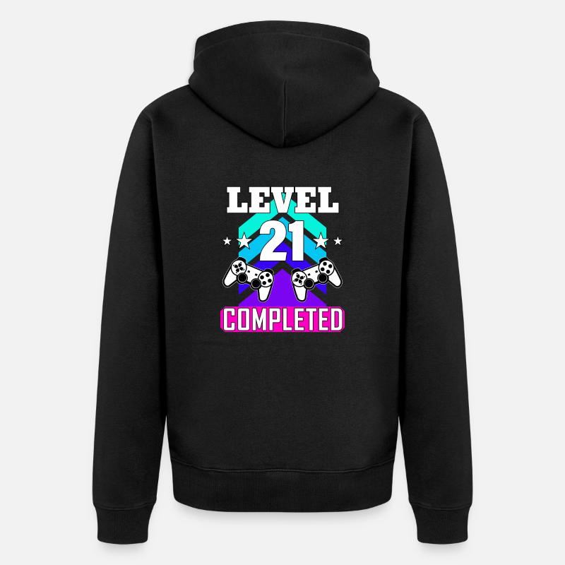 Anniversaire de jeu haha Comme c’est drôle Artboard 1 - Veste à capuche bio Premium Unisexe - noir