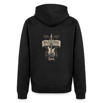Rock and Roll – a rebellious soul - Unisex Premium Organic Zip Hoodie - black - Back - Nico (187cm)