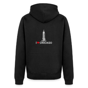 J’aime Chicago Estate Lover Cool Heart Flag États-Unis - Veste à capuche bio Premium Unisexe - noir - Dos - Nico (187cm)