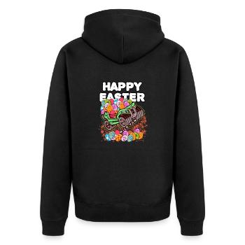 Happy Easter Monster Truck - Unisex Premium Organic Zip Hoodie - black - Back - Nico (187cm)