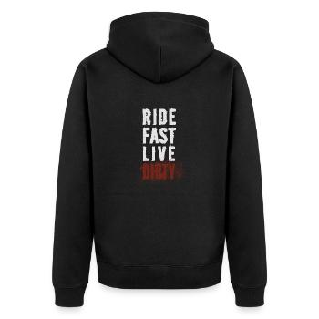ROULEZ VITE, VIVEZ SALE – VTT - Motocross - Veste à capuche bio Premium Unisexe - noir - Dos - Nico (187cm)