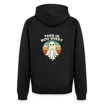 Halloween Pisse Zeichenfläche 1 Kopie 5 - Unisex Premium Bio Zip Hoodie - Schwarz - Hinten - Nico (187cm)