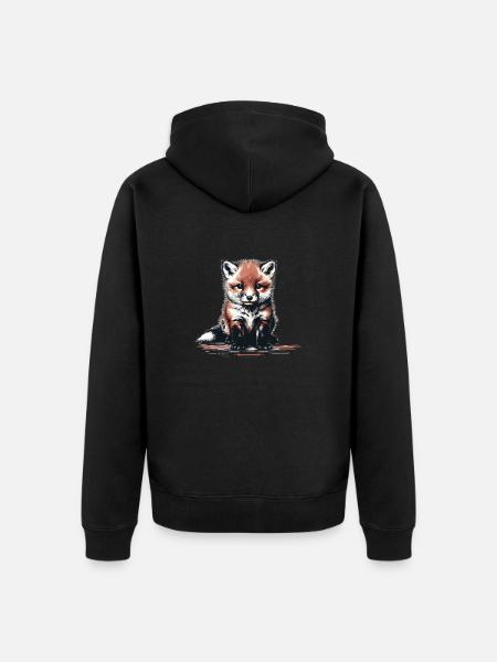 Fuchs Kinder Kind - Unisex Premium Bio Zip Hoodie - Schwarz