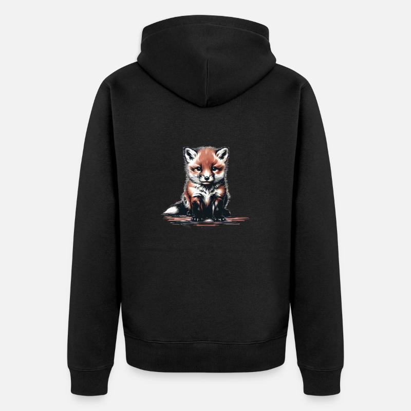 Fuchs Kinder Kind - Unisex Premium Bio Zip Hoodie - Schwarz