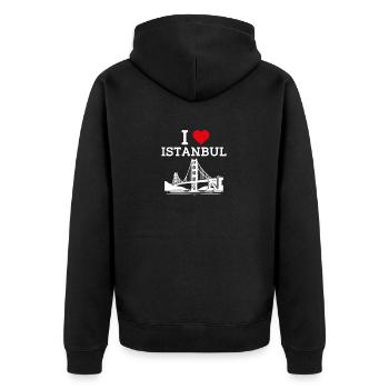 Ich liebe Istanbul Golden Gate Brücke Liebhaber Herz Wortspiel - Unisex Premium Bio Zip Hoodie - Schwarz - Hinten - Nico (187cm)