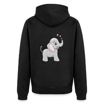 Niedliches glückliches Elefantenbaby mit Herzen - Unisex Premium Bio Zip Hoodie - Schwarz - Hinten - Nico (187cm)