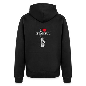 Ich liebe Istanbul Türkei Liebhaber Freiheitsstatue - Unisex Premium Bio Zip Hoodie - Schwarz - Hinten - Nico (187cm)