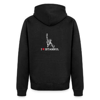 Ich liebe Istanbul Liebhaber Türkei Freiheitsstatue Wortspiel - Unisex Premium Bio Zip Hoodie - Schwarz - Hinten - Nico (187cm)