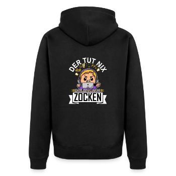 REAL MEN GAMER Artboard 1 - Unisex Premium Organic Zip Hoodie - black - Back - Nico (187cm)