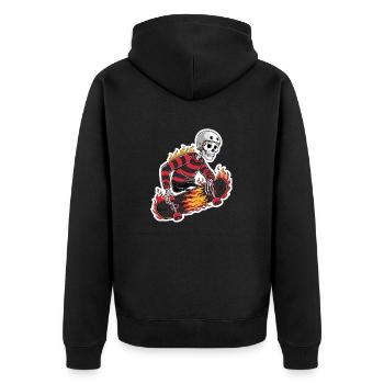 FLAMING SKATEBOARD - Unisex Premium Organic Zip Hoodie - black - Back - Nico (187cm)