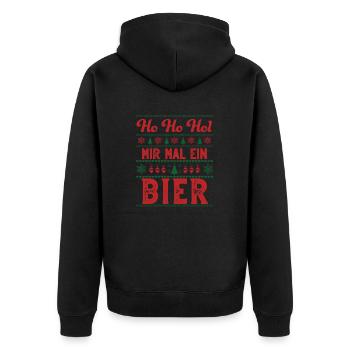 bier4 Zeichenfläche 1 - Unisex Premium Bio Zip Hoodie - Schwarz - Hinten - Nico (187cm)