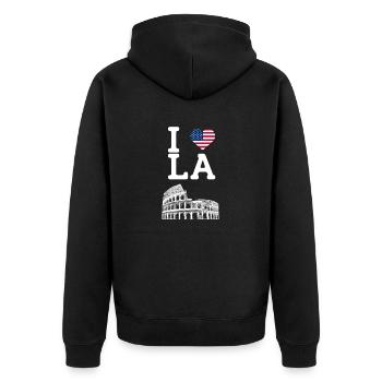 I Love LA American Flag Lover Los Angeles Cool - Unisex Premium Organic Zip Hoodie - black - Back - Nico (187cm)