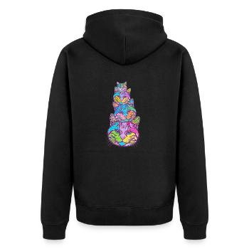 Cat Cats Cat Head Kitten - Unisex Premium Organic Zip Hoodie - black - Back - Nico (187cm)