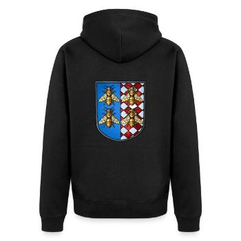 Wappen Bienen - Unisex Premium Bio Zip Hoodie - Schwarz - Hinten - Nico (187cm)