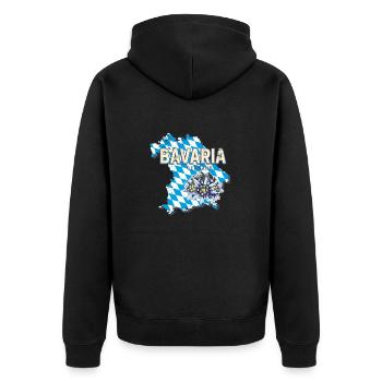 Bavaria Germany Map Edelweiss Souvenir - Unisex Premium Organic Zip Hoodie - black - Back - Nico (187cm)