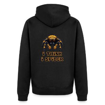 lustiges I Think I Spider Spinne Denglish Humor - Unisex Premium Bio Zip Hoodie - Schwarz - Hinten - Nico (187cm)