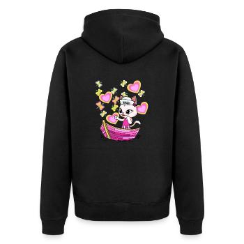 Cat Adventure Children Child Boat Holidays Summer - Unisex Premium Organic Zip Hoodie - black - Back - Nico (187cm)