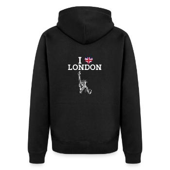 J’aime Londres Statue De La Liberté Angleterre Drapeau Jeu De Mots - Veste à capuche bio Premium Unisexe - noir - Dos - Nico (187cm)