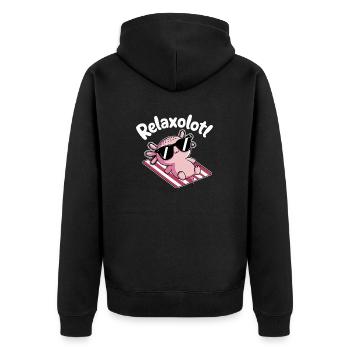 Relaxolotl Axolotl Pun Beach Summer Vacation - Unisex Premium Organic Zip Hoodie - black - Back - Nico (187cm)