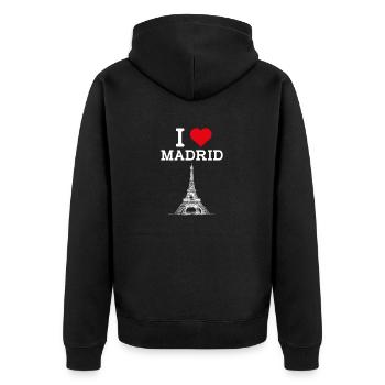 I Love Madrid Cool Heart Flag Spain Eiffel Tower - Unisex Premium Organic Zip Hoodie - black - Back - Nico (187cm)