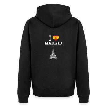 I Love Madrid Spain Tower Lover Cool Heart Flag - Unisex Premium Organic Zip Hoodie - black - Back - Nico (187cm)