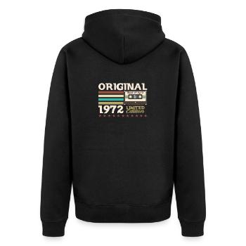 53ème Anniversaire Original Avril Millésime 1972 - Veste à capuche bio Premium Unisexe - noir - Dos - Nico (187cm)