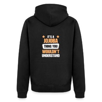 Jojoba makes everything better - Unisex Premium Organic Zip Hoodie - black - Back - Nico (187cm)
