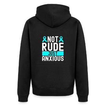 Angststörung Anxiety disorder - Unisex Premium Bio Zip Hoodie - Schwarz - Hinten - Nico (187cm)