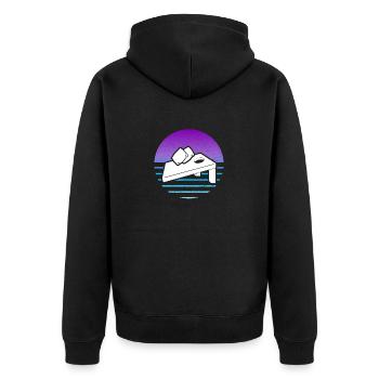 Cornhole Spieler Retro Stil Design - Unisex Premium Bio Zip Hoodie - Schwarz - Hinten - Nico (187cm)