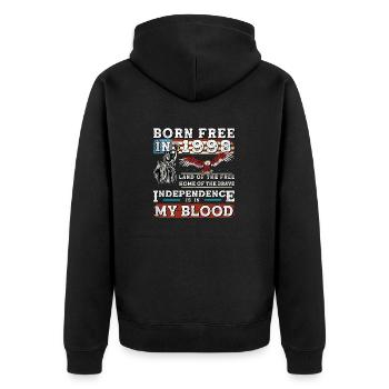 Né libre en 1998 - 27 ans de patriotisme et de - Veste à capuche bio Premium Unisexe - noir - Dos - Nico (187cm)