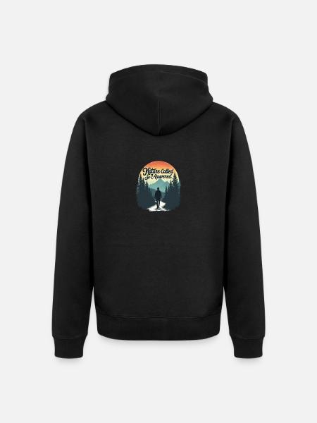 Nature Called Hiker Landscape - Unisex Premium Organic Zip Hoodie - black