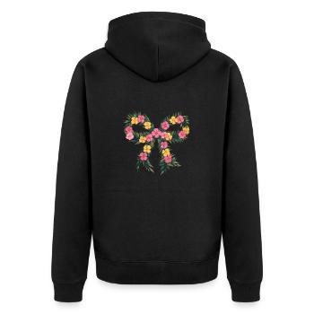 Floral Flower Bow Charm with Tropical - Unisex Premium Organic Zip Hoodie - black - Back - Nico (187cm)