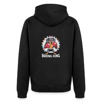 Un teckel Boxing King Boxer Sports Strength Gym - Veste à capuche bio Premium Unisexe - noir - Dos - Nico (187cm)
