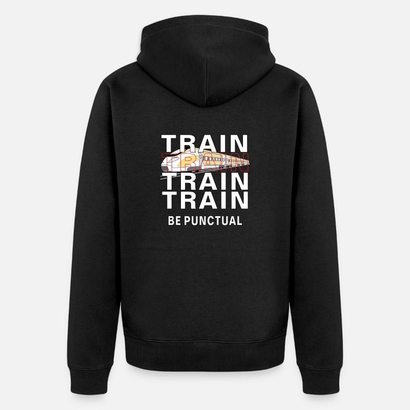 ZUG TRAIN BE PUNCTUAL - Unisex Premium Bio Zip Hoodie - Schwarz