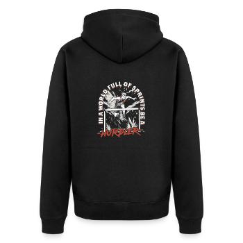 Hurdles Be A Hurdler - Unisex Premium Organic Zip Hoodie - black - Back - Nico (187cm)