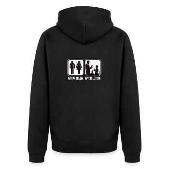 STEM Teacher My Problem My Solution Pictogram Dad - Unisex Premium Bio Zip Hoodie - Schwarz - Hinten - Nico (187cm)